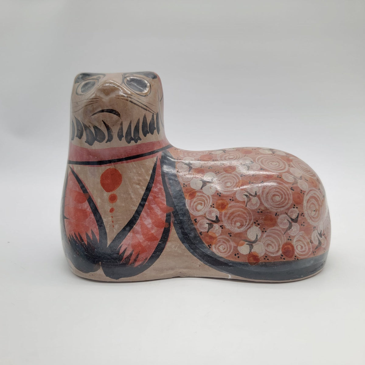 Large Tonala Jalisco Mexican Pottery Cat Vintage Sculpture