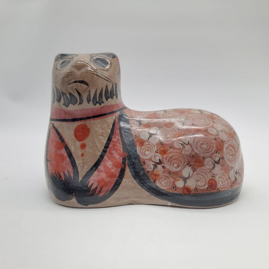 Large Tonala Jalisco Mexican Pottery Cat Vintage Sculpture