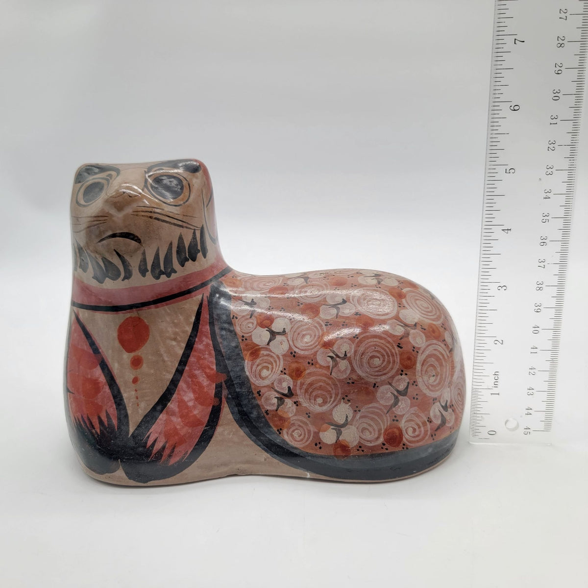 Large Tonala Jalisco Mexican Pottery Cat Vintage Sculpture