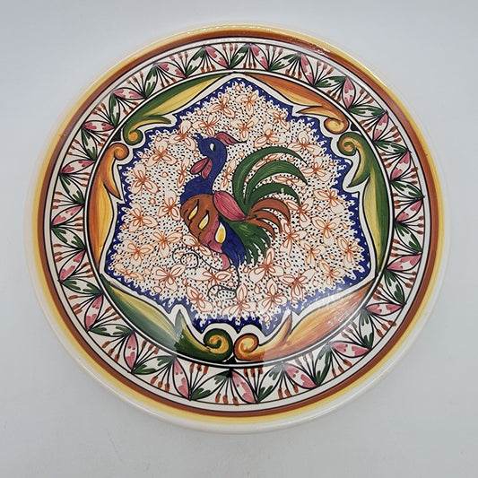Hand-Painted Coimbra Portuguese Rooster Earthenware Serving Plate Dish