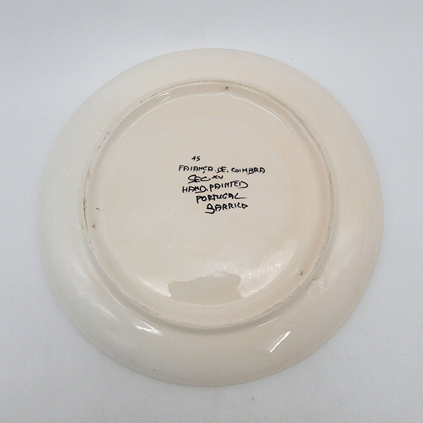 Hand-Painted Coimbra Portuguese Rooster Earthenware Serving Plate Dish