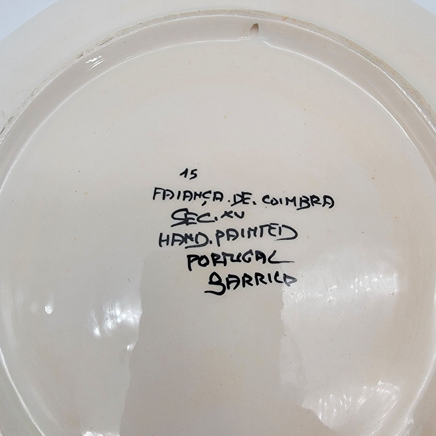 Hand-Painted Coimbra Portuguese Rooster Earthenware Serving Plate Dish