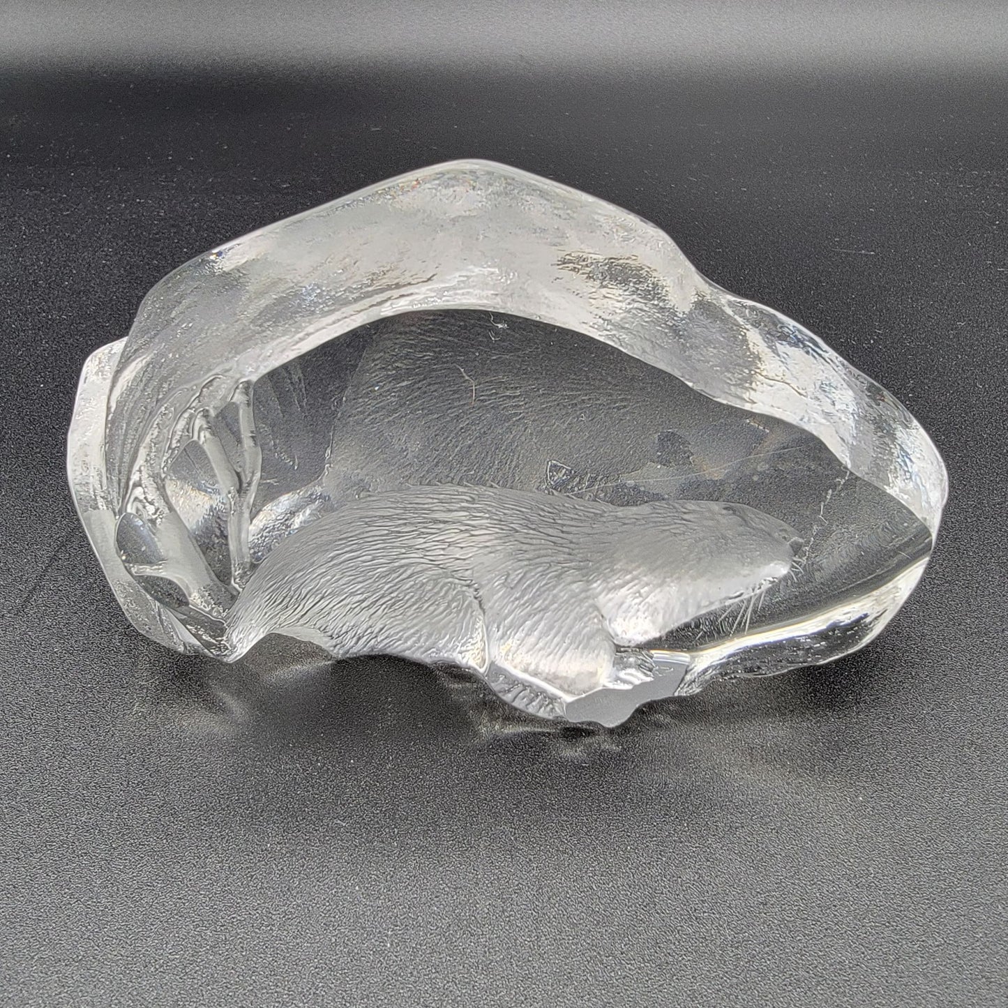 Mats Jonasson Crystal Beaver Paperweight Signed 3593