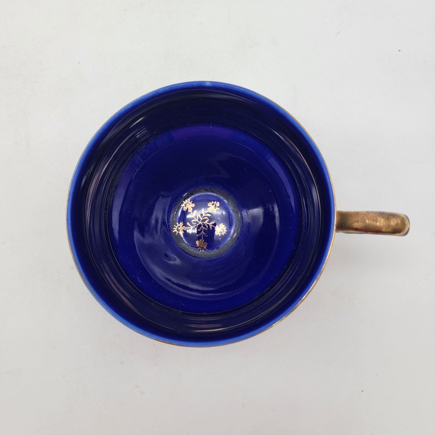Vintage Cobalt Blue Bavarian Porcelain Tea Cup & Saucer 22K Gold