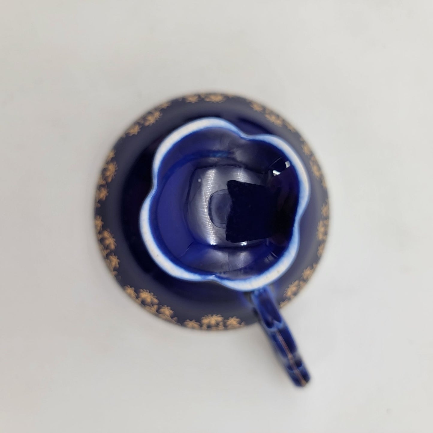 Vintage Cobalt Blue Bavarian Porcelain Tea Cup & Saucer 22K Gold