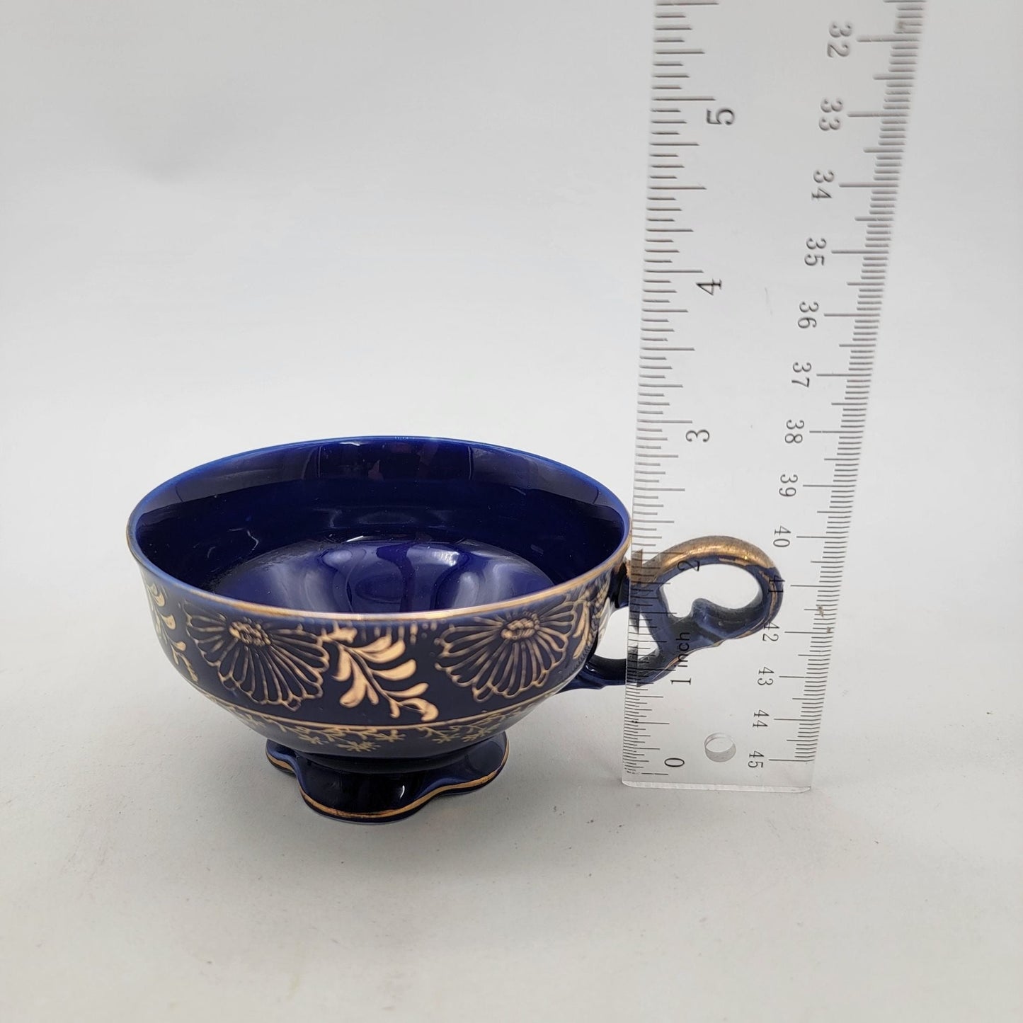 Vintage Cobalt Blue Bavarian Porcelain Tea Cup & Saucer 22K Gold
