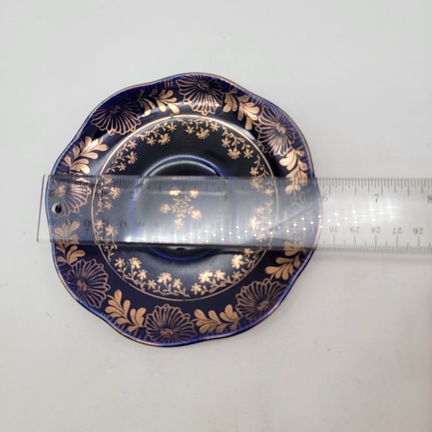 Vintage Cobalt Blue Bavarian Porcelain Tea Cup & Saucer 22K Gold