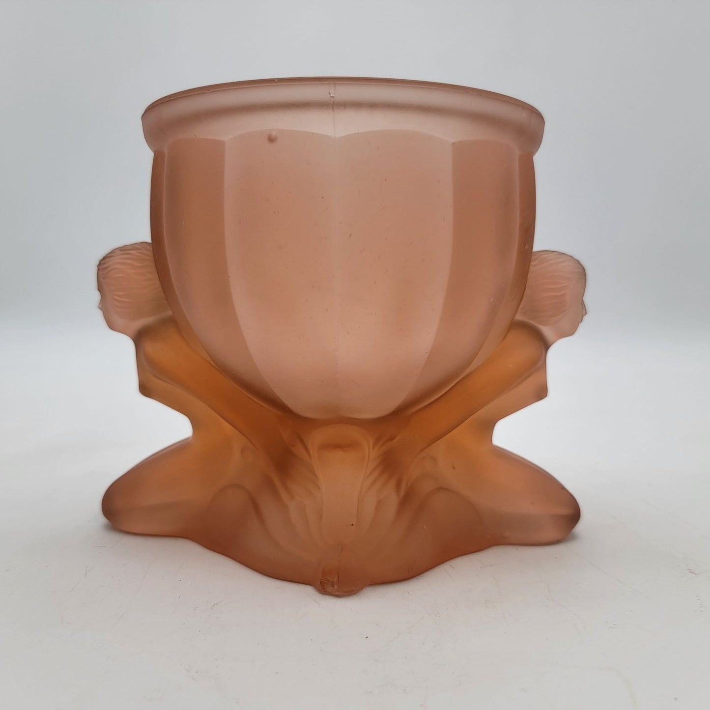 Vintage Dermay Pink Frosted Glass Art Deco Dolly Sisters
