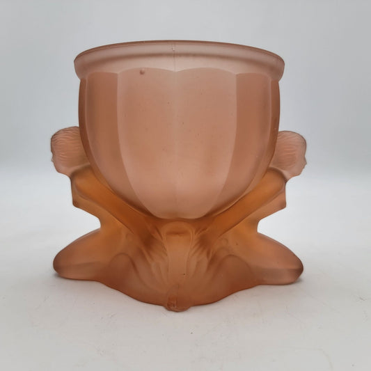 Vintage Dermay Pink Frosted Glass Art Deco Dolly Sisters