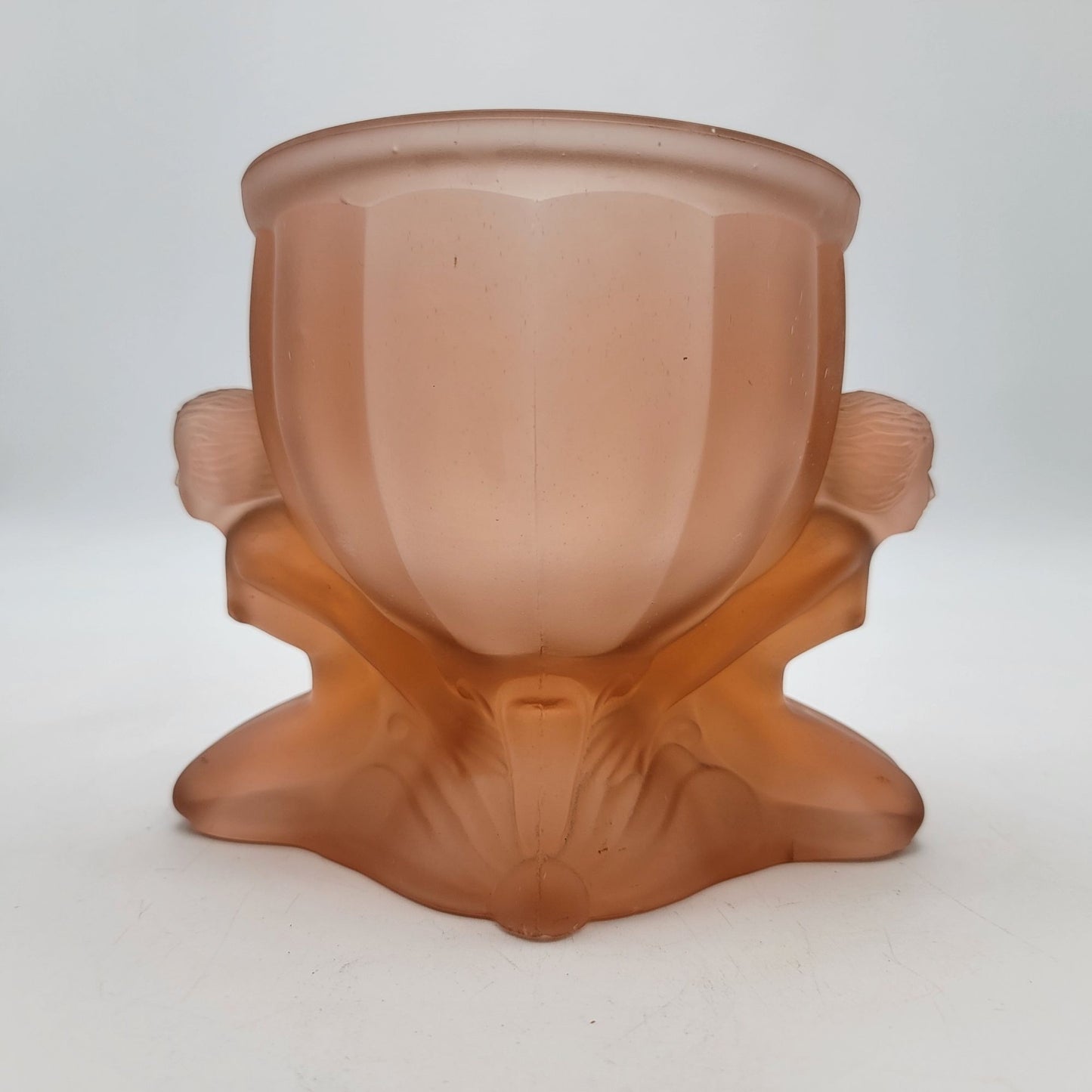 Vintage Dermay Pink Frosted Glass Art Deco Dolly Sisters
