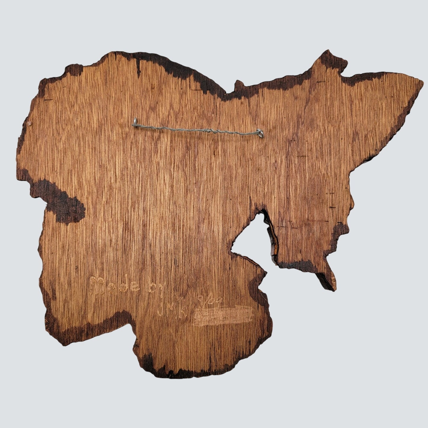 Vintage Intarsia Wood Wall Art Butterfly On Leaves