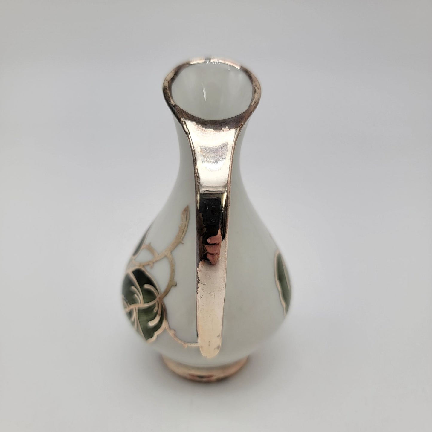 Vintage Veyhl Silberporzellan Silver-Overlay Porcelain Ewer Vase