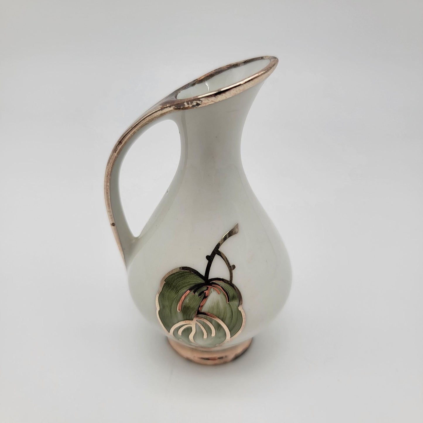 Vintage Veyhl Silberporzellan Silver-Overlay Porcelain Ewer Vase