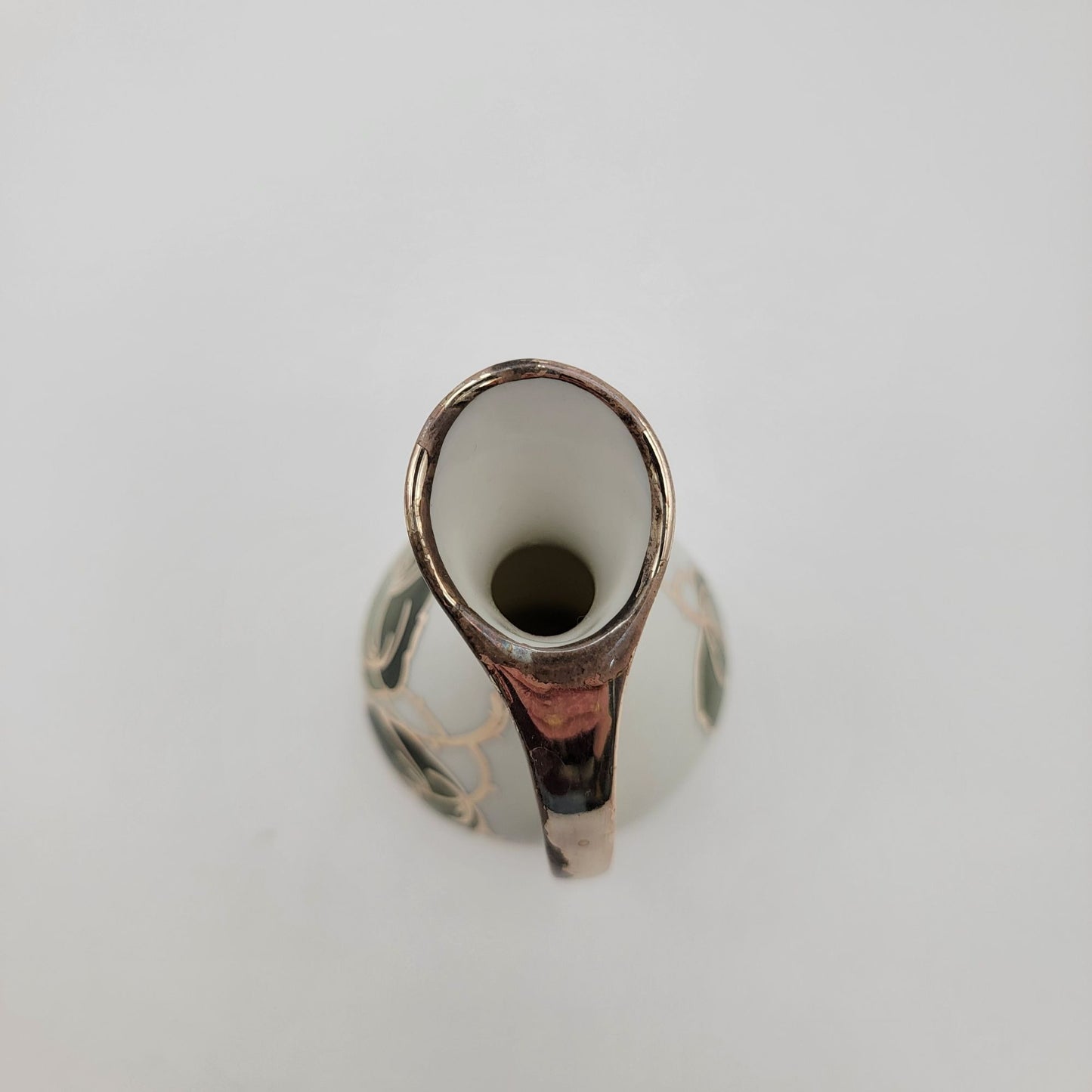 Vintage Veyhl Silberporzellan Silver-Overlay Porcelain Ewer Vase