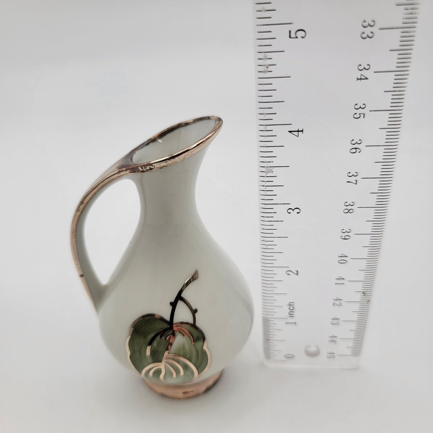 Vintage Veyhl Silberporzellan Silver-Overlay Porcelain Ewer Vase