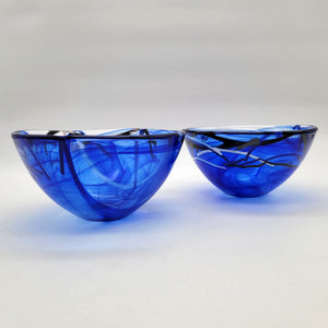 Pair Of Kosta Boda Atoll Blue Glass Bowls By Anna Ehrner