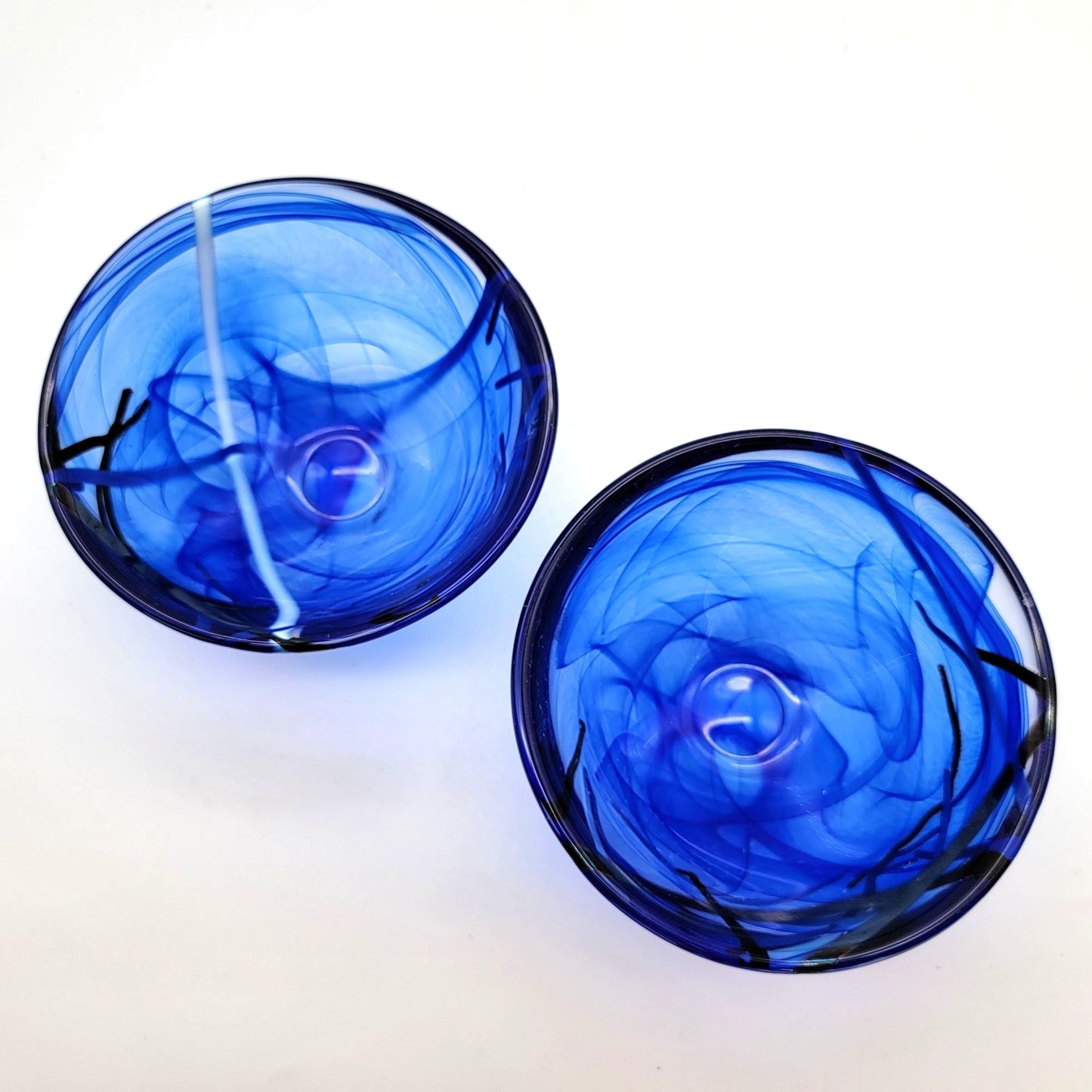 Pair Of Kosta Boda Atoll Blue Glass Bowls By Anna Ehrner