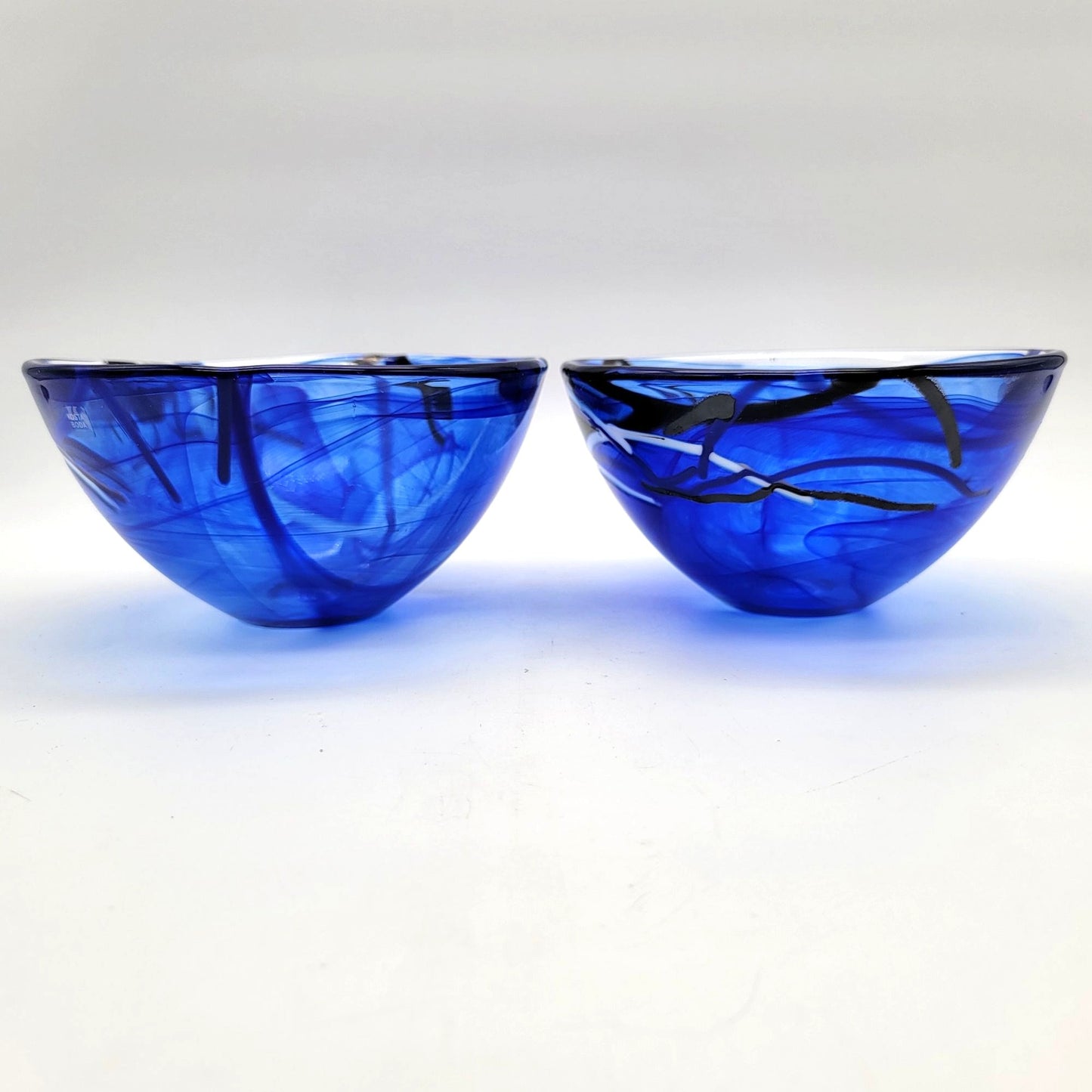 Pair Of Kosta Boda Atoll Blue Glass Bowls By Anna Ehrner