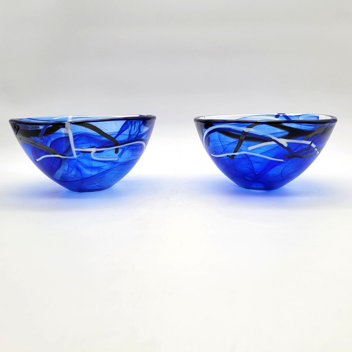 Pair Of Kosta Boda Atoll Blue Glass Bowls By Anna Ehrner