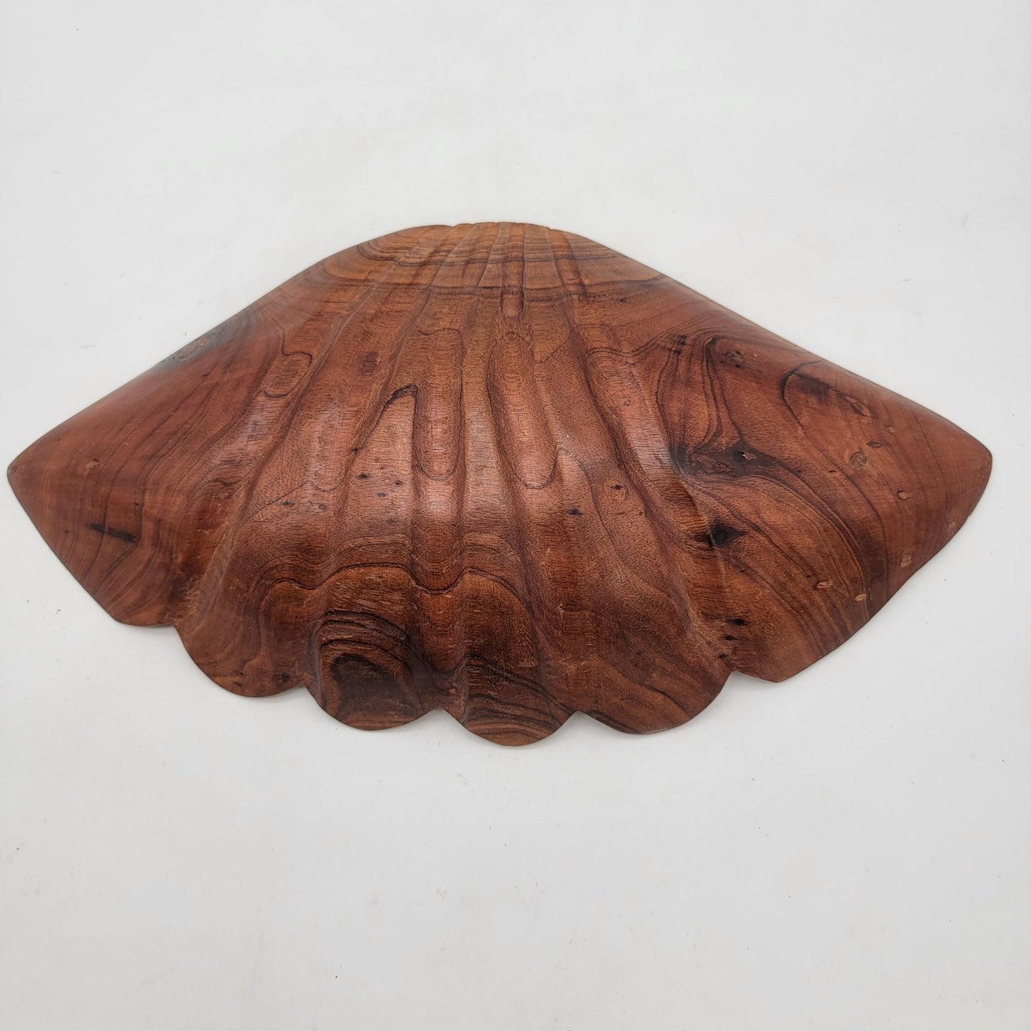 Hand Carved Wood Clam Shell Bowl