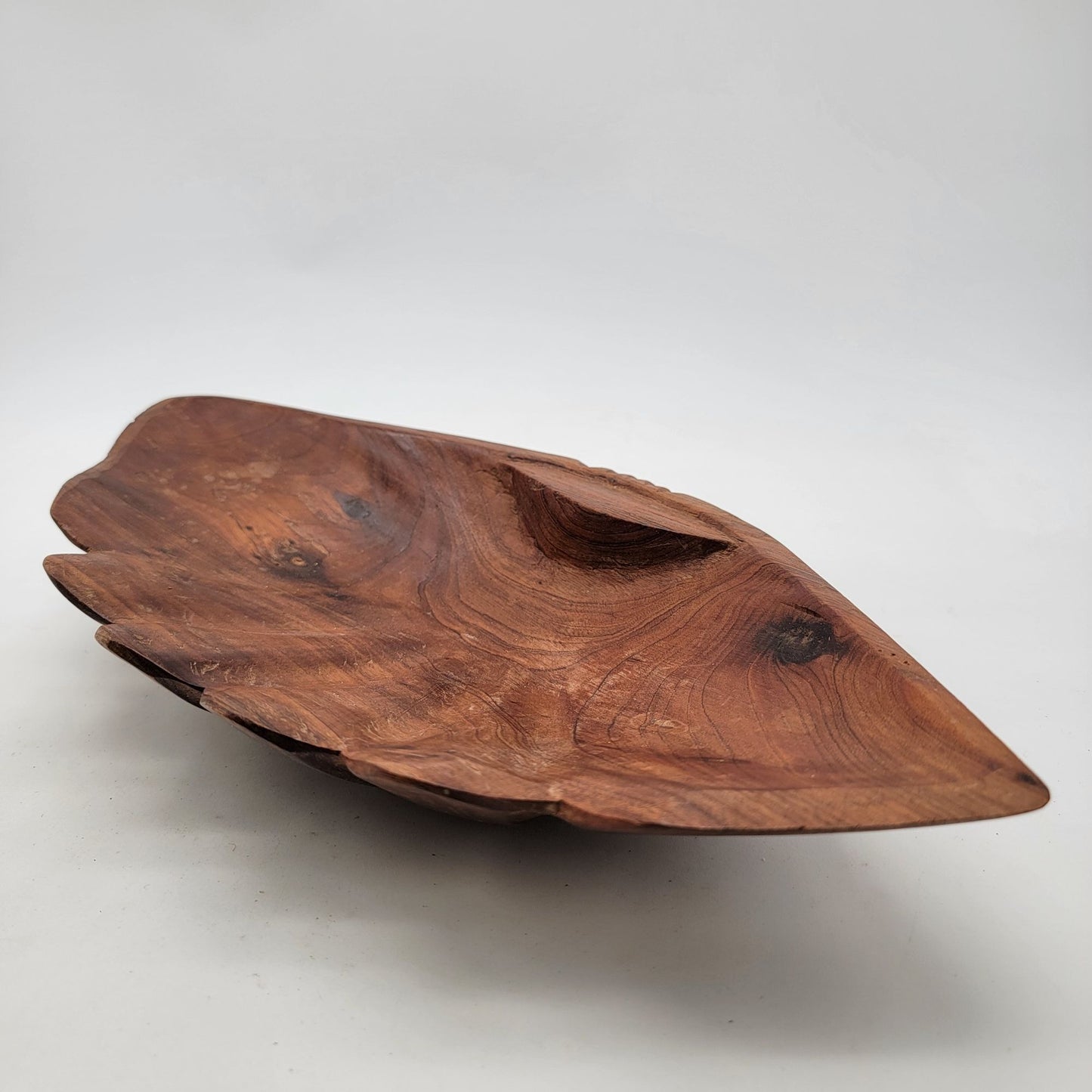Hand Carved Wood Clam Shell Bowl