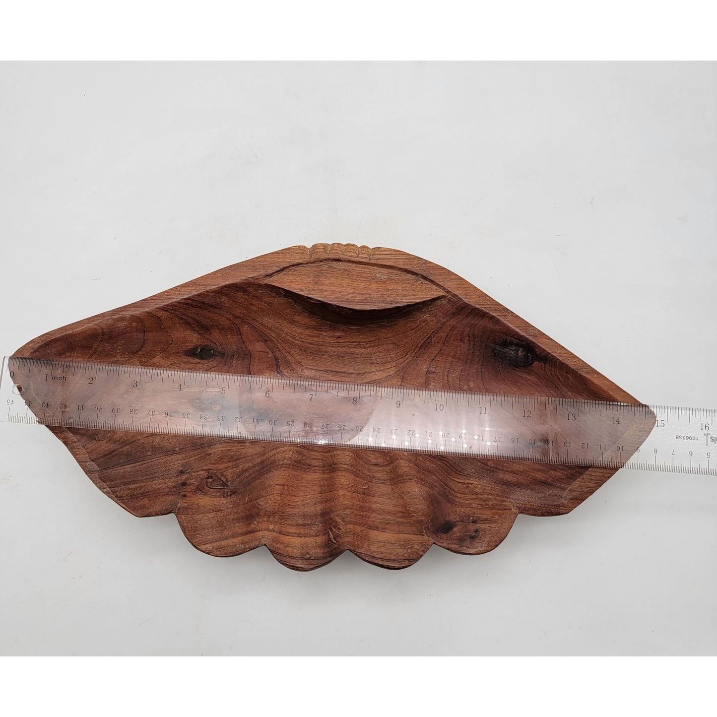 Hand Carved Wood Clam Shell Bowl