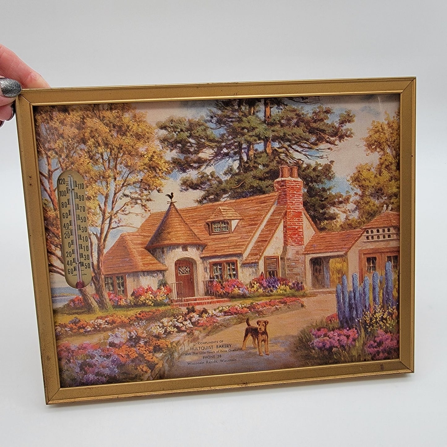 Vintage 1940s Hultquist Bakery Advertising Print With Thermometer