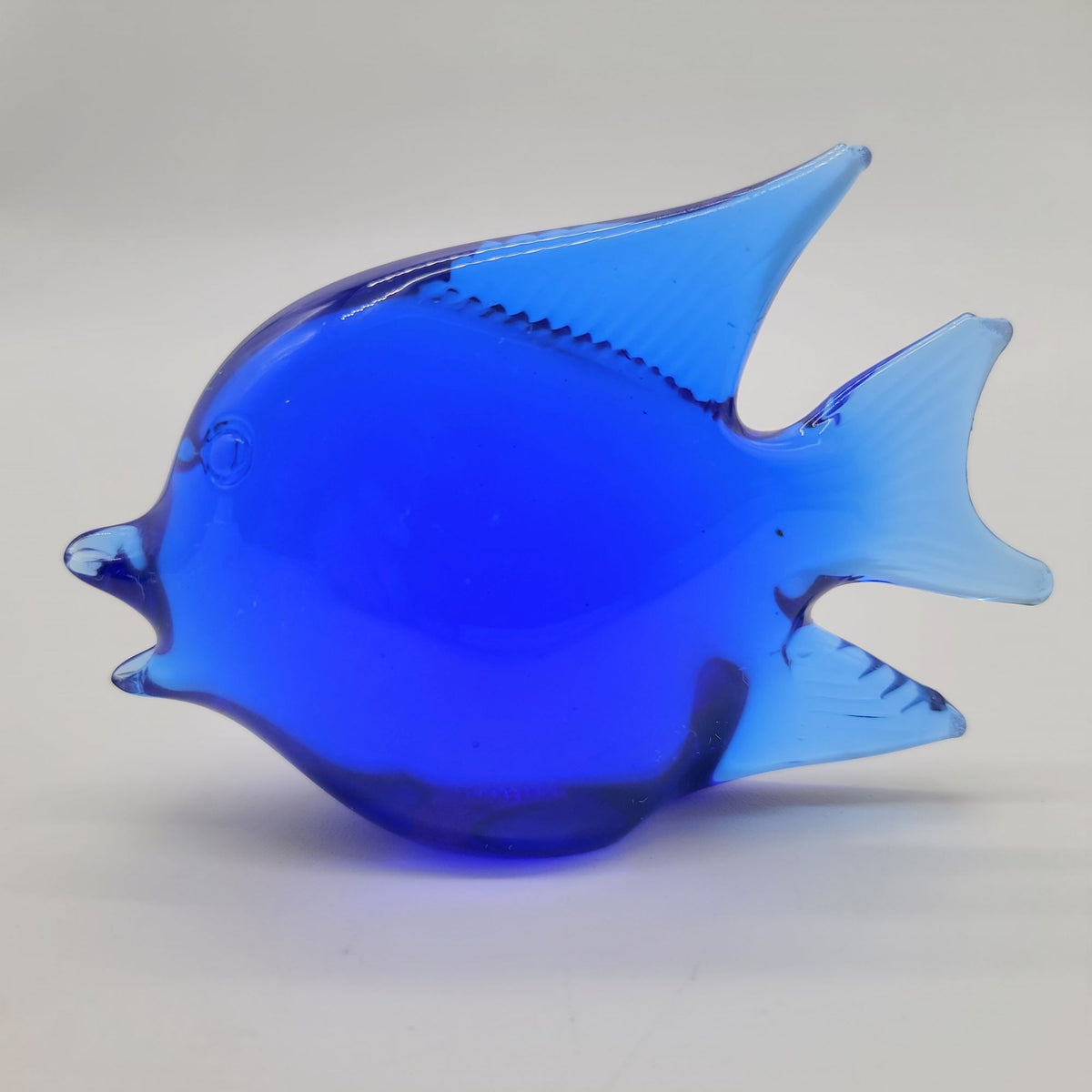 Cobalt Blue Glass Fish Paperweight Figure