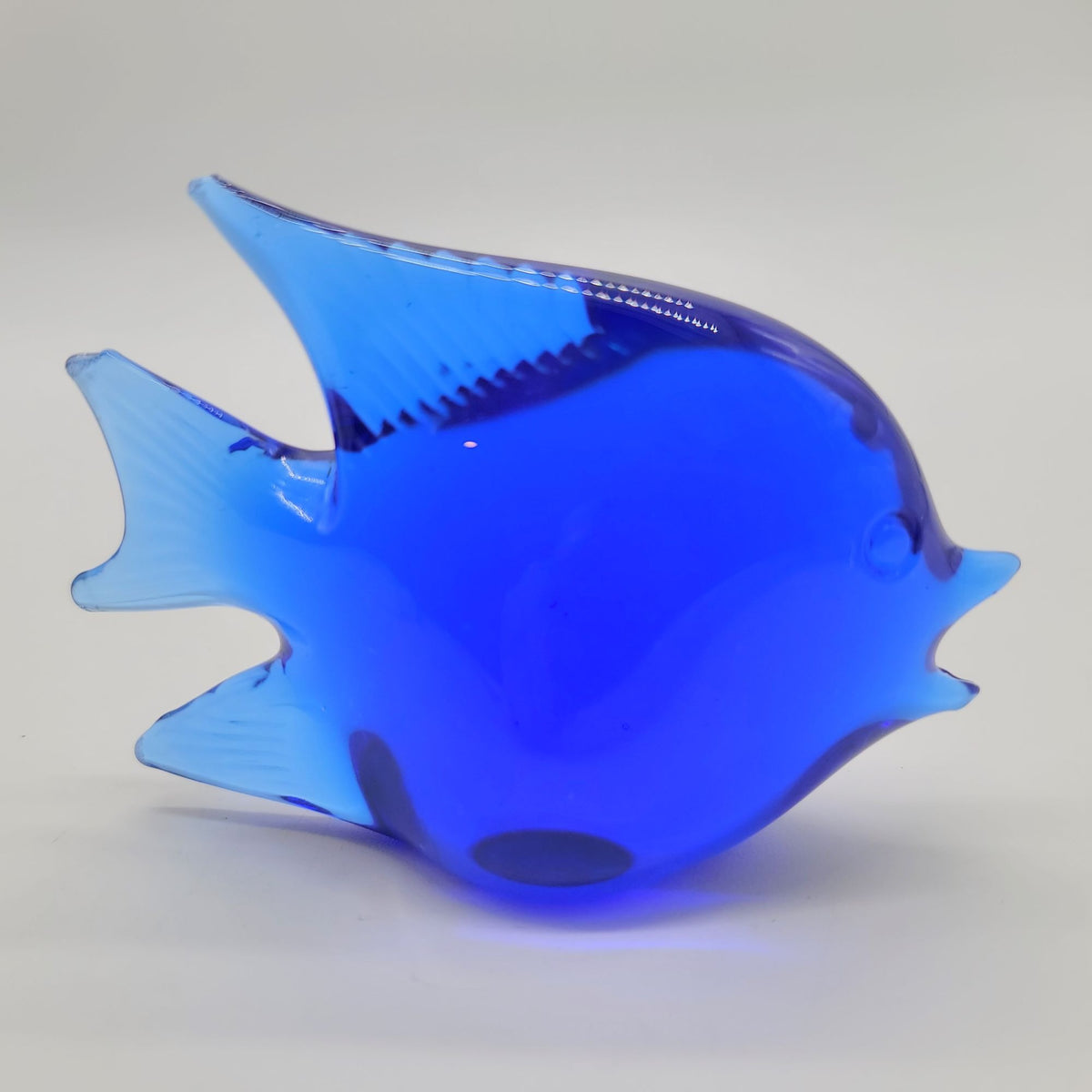 Cobalt Blue Glass Fish Paperweight Figure