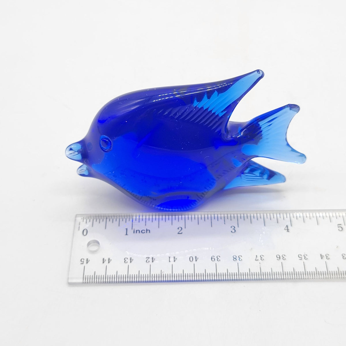 Cobalt Blue Glass Fish Paperweight Figure