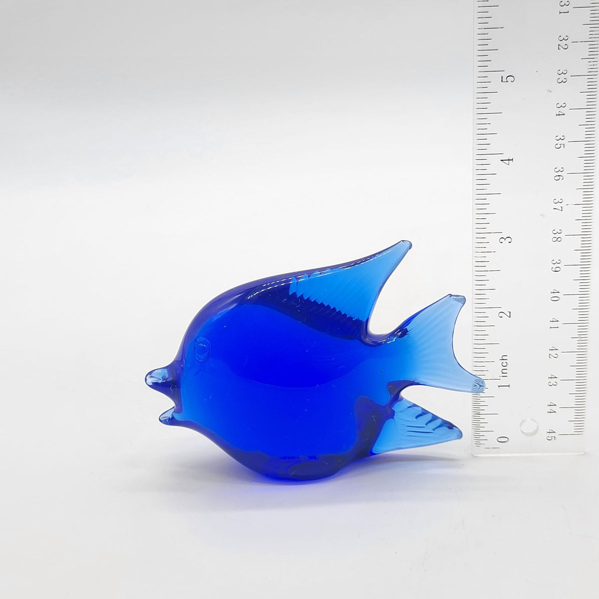 Cobalt Blue Glass Fish Paperweight Figure