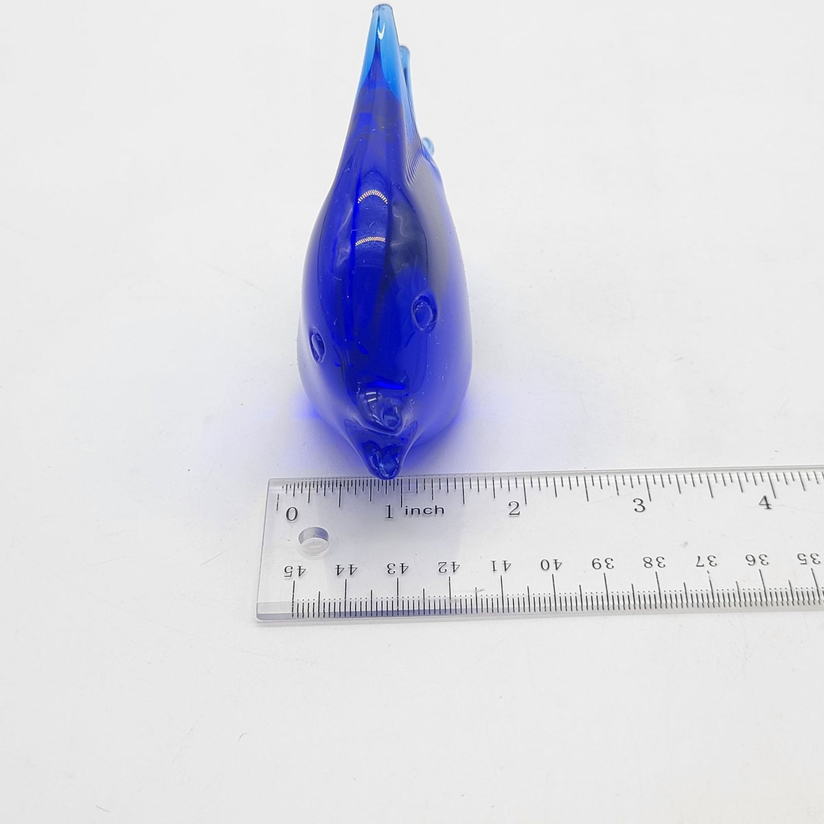 Cobalt Blue Glass Fish Paperweight Figure