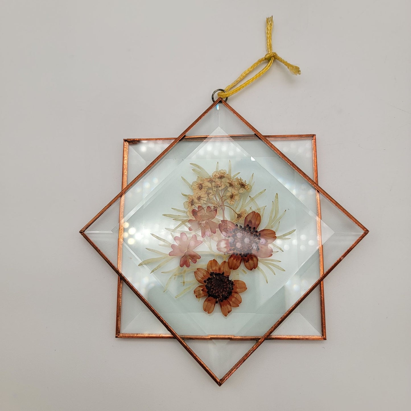 Vintage Pressed Flowers Stained Glass Suncatcher