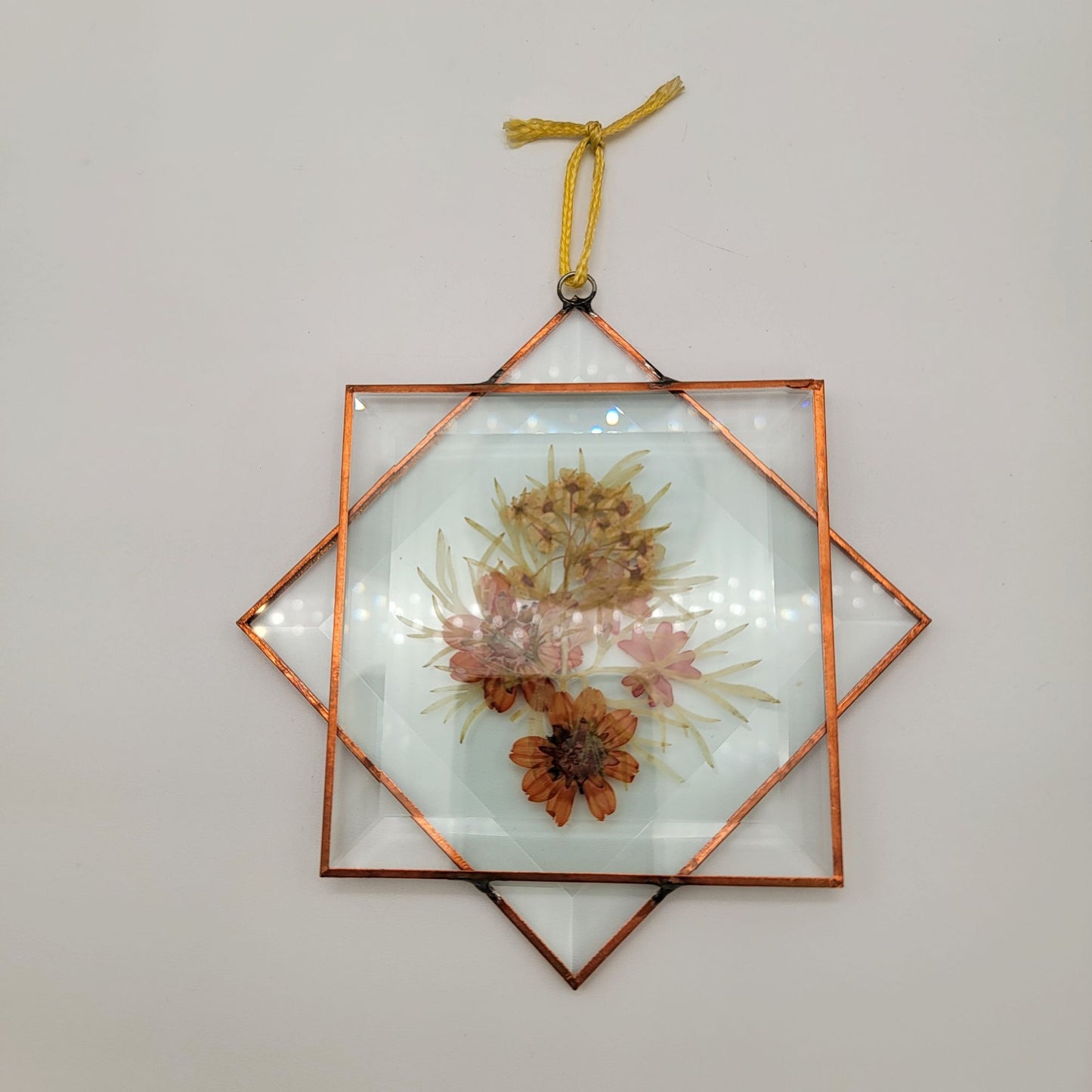 Vintage Pressed Flowers Stained Glass Suncatcher
