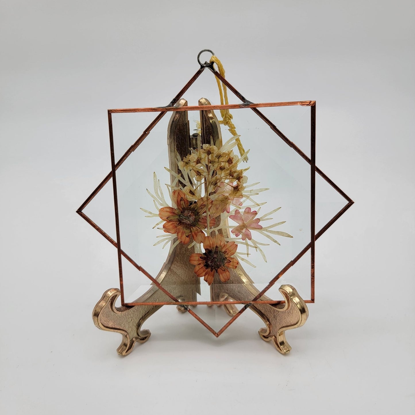 Vintage Pressed Flowers Stained Glass Suncatcher