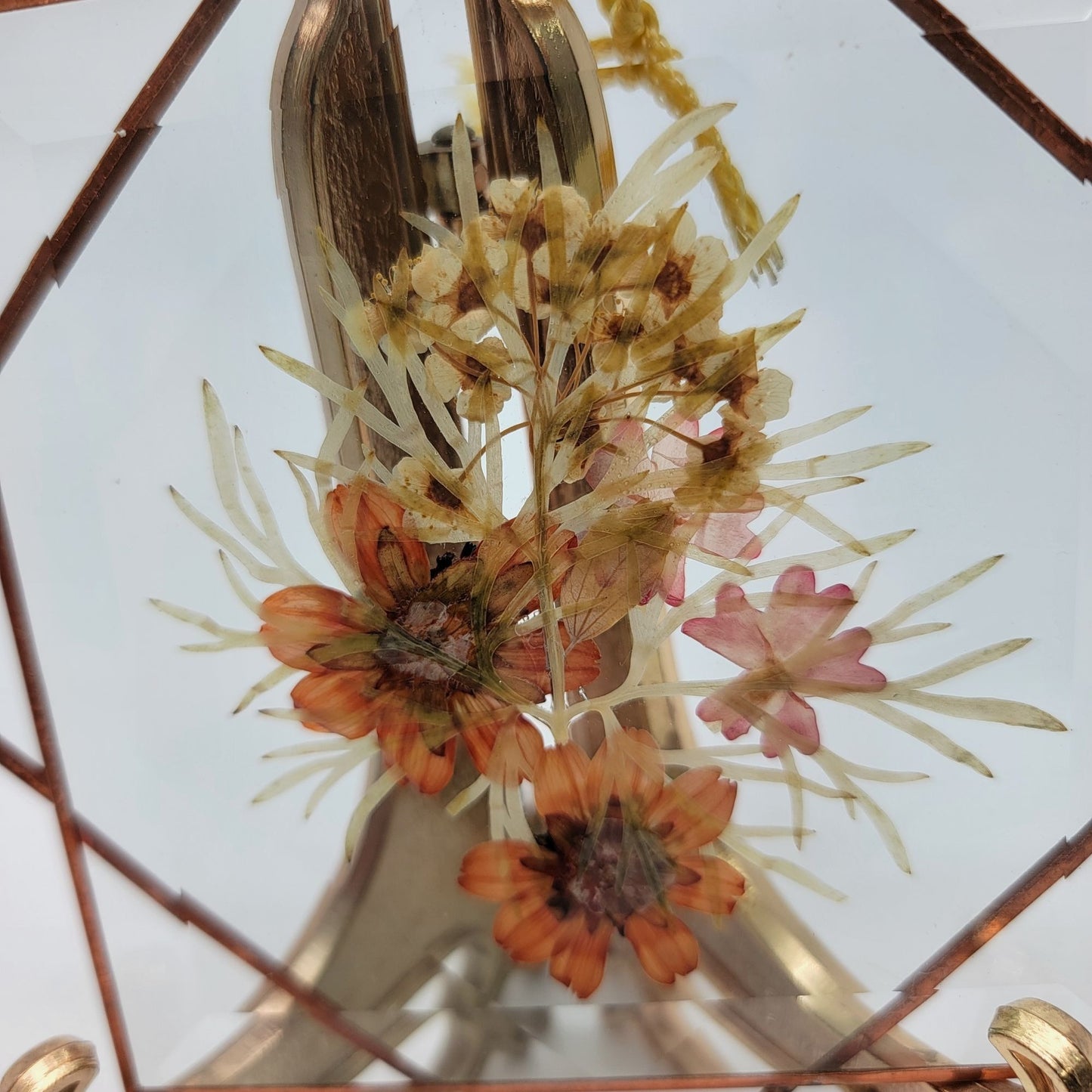 Vintage Pressed Flowers Stained Glass Suncatcher