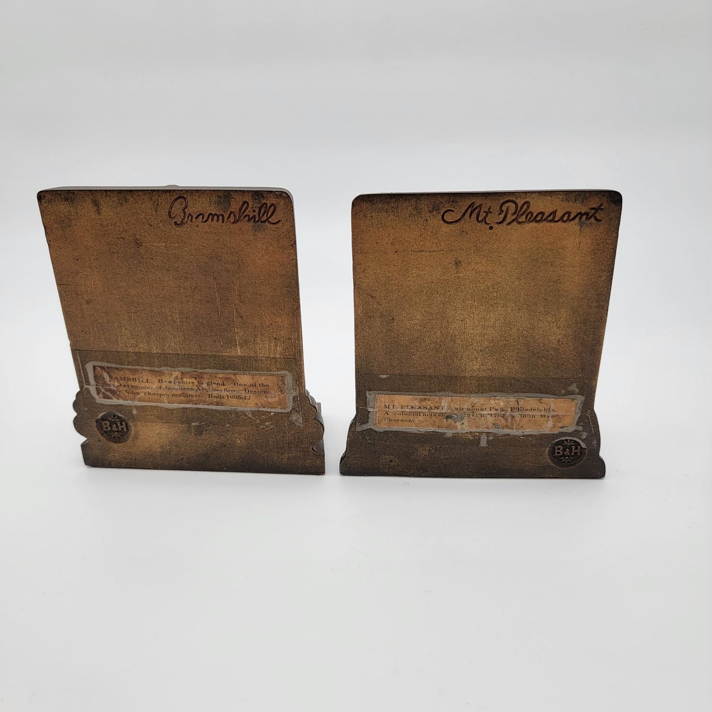 Antique Bradley & Hubbard Mt. Pleasant and Bramshill Bronze Bookends