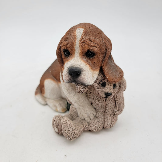 Living Stone Beagle Puppy & Bunny Figurine