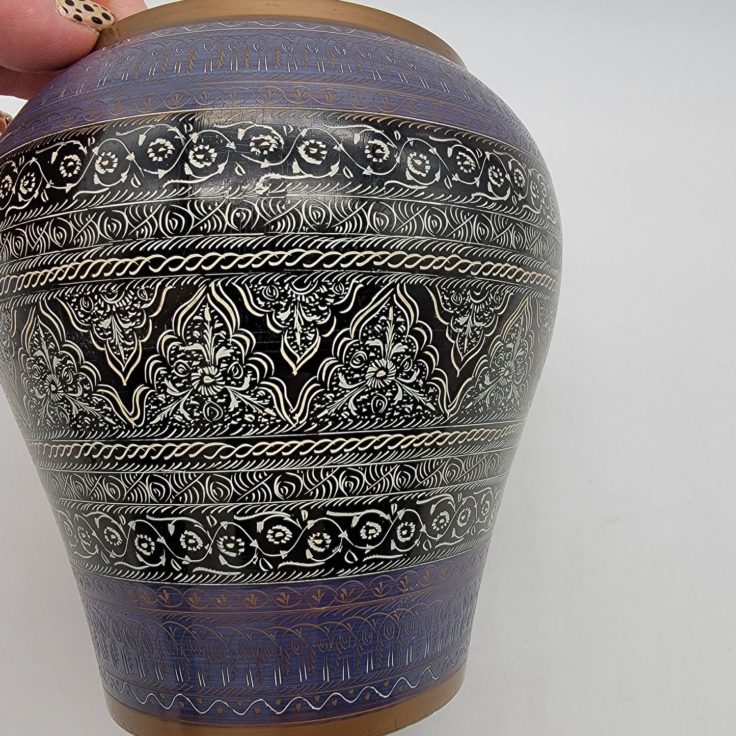 Vintage Middle Eastern Nakshiwork Lacquer Wood Vase