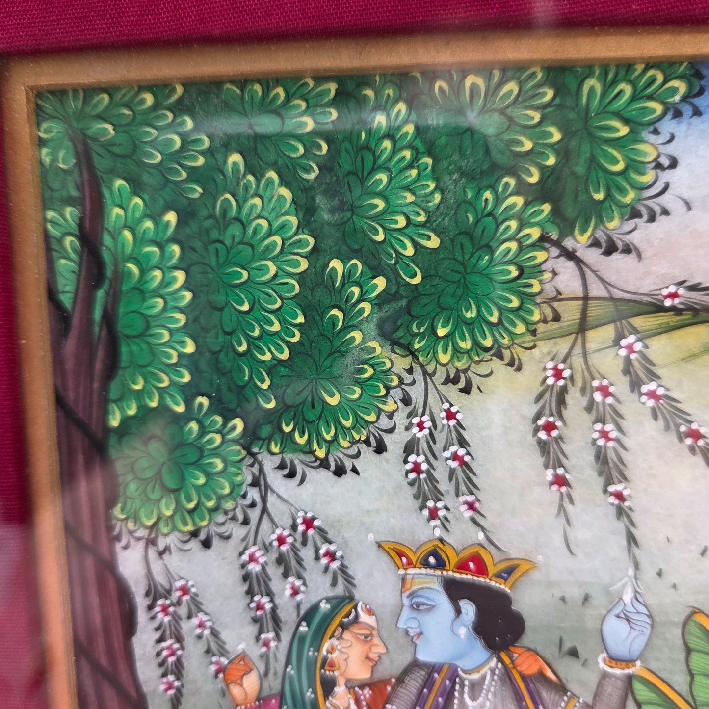 Vintage Indian Gouache Painting Radha Krishna Pichwai