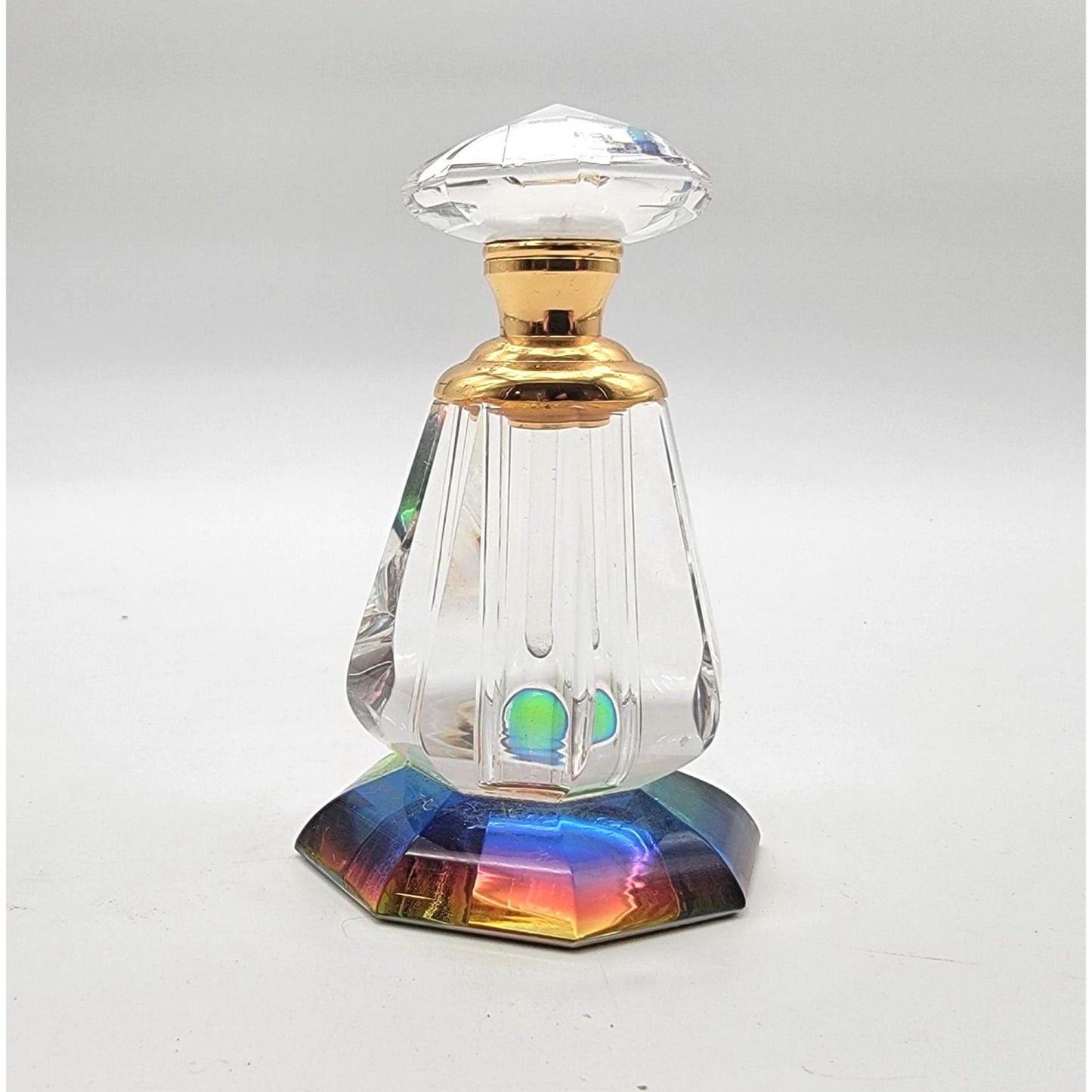 Rainbow Iridescent Faceted Crystal Perfume Bottle