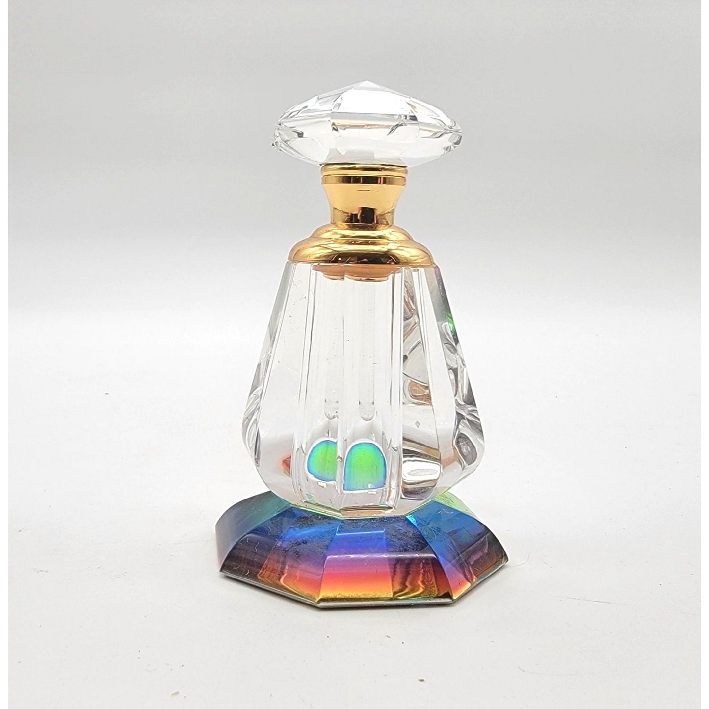 Rainbow Iridescent Faceted Crystal Perfume Bottle