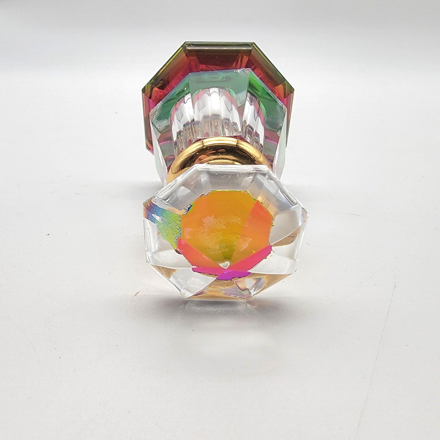 Rainbow Iridescent Faceted Crystal Perfume Bottle