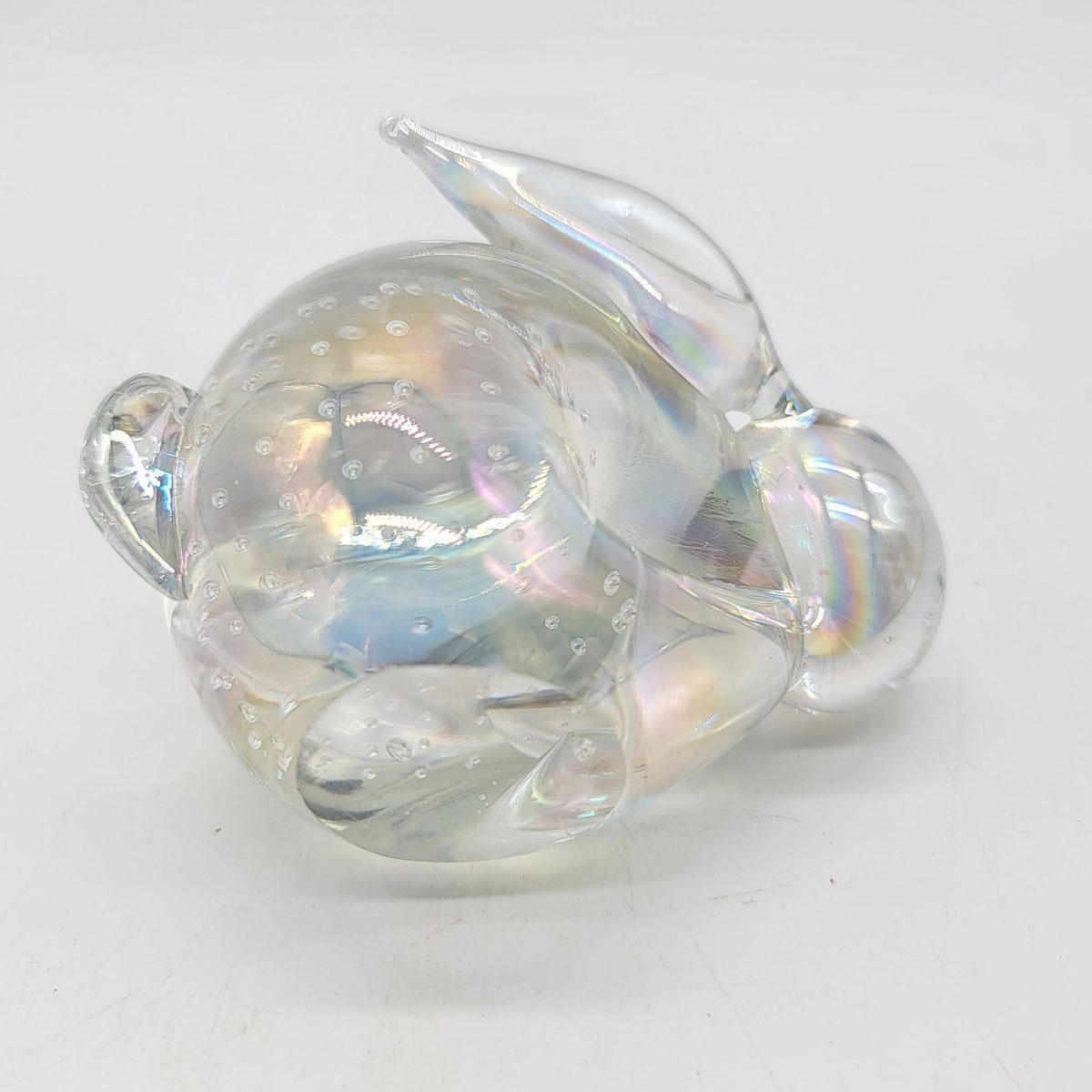 Vintage Pele Iridescent Glass Rabbit Figurine
