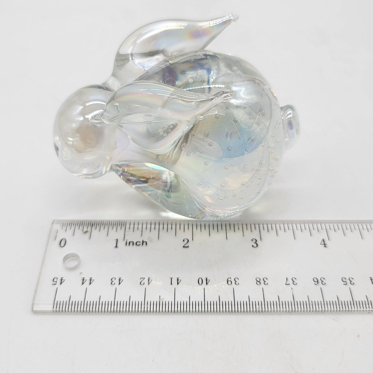Vintage Pele Iridescent Glass Rabbit Figurine