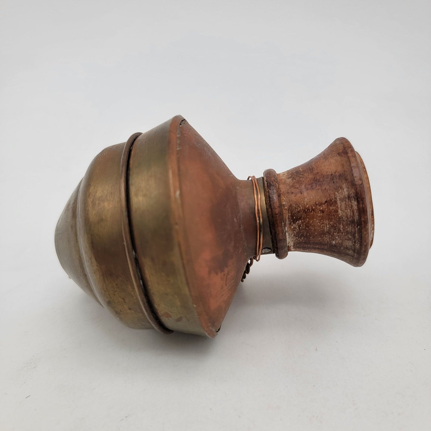 Antique Brass & Wood Lamp Chandelier Component With Chain