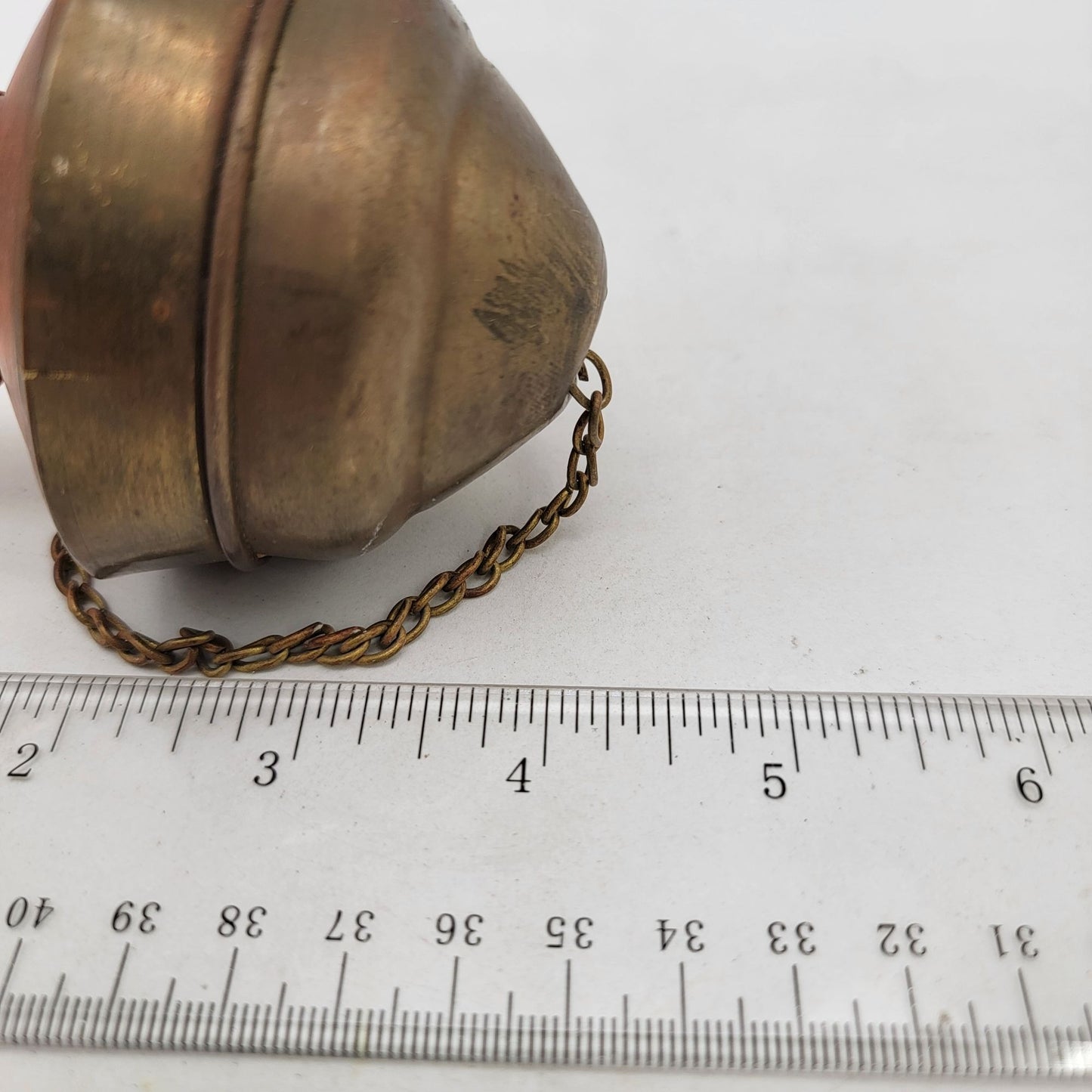 Antique Brass & Wood Lamp Chandelier Component With Chain