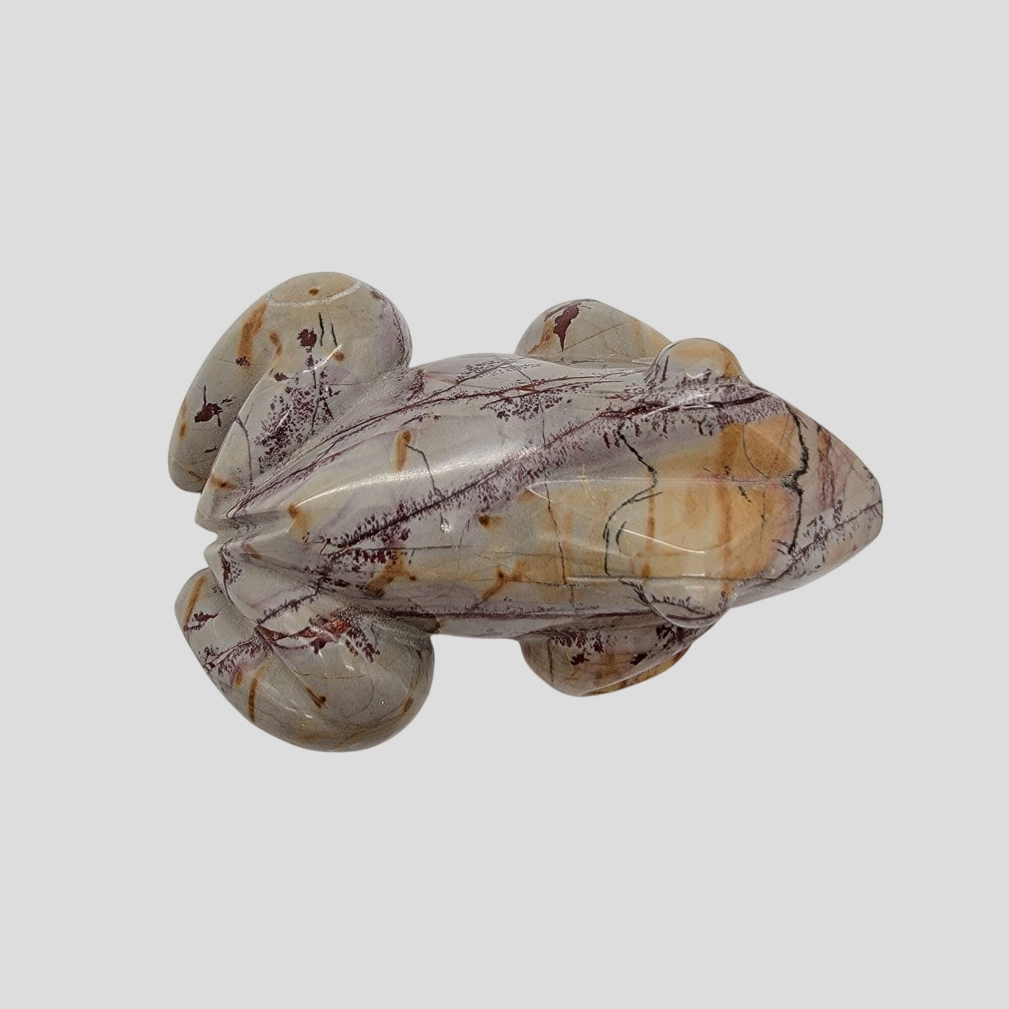 Hand-Carved  Natural Gemstone Mookaite Jasper Frog Sculpture