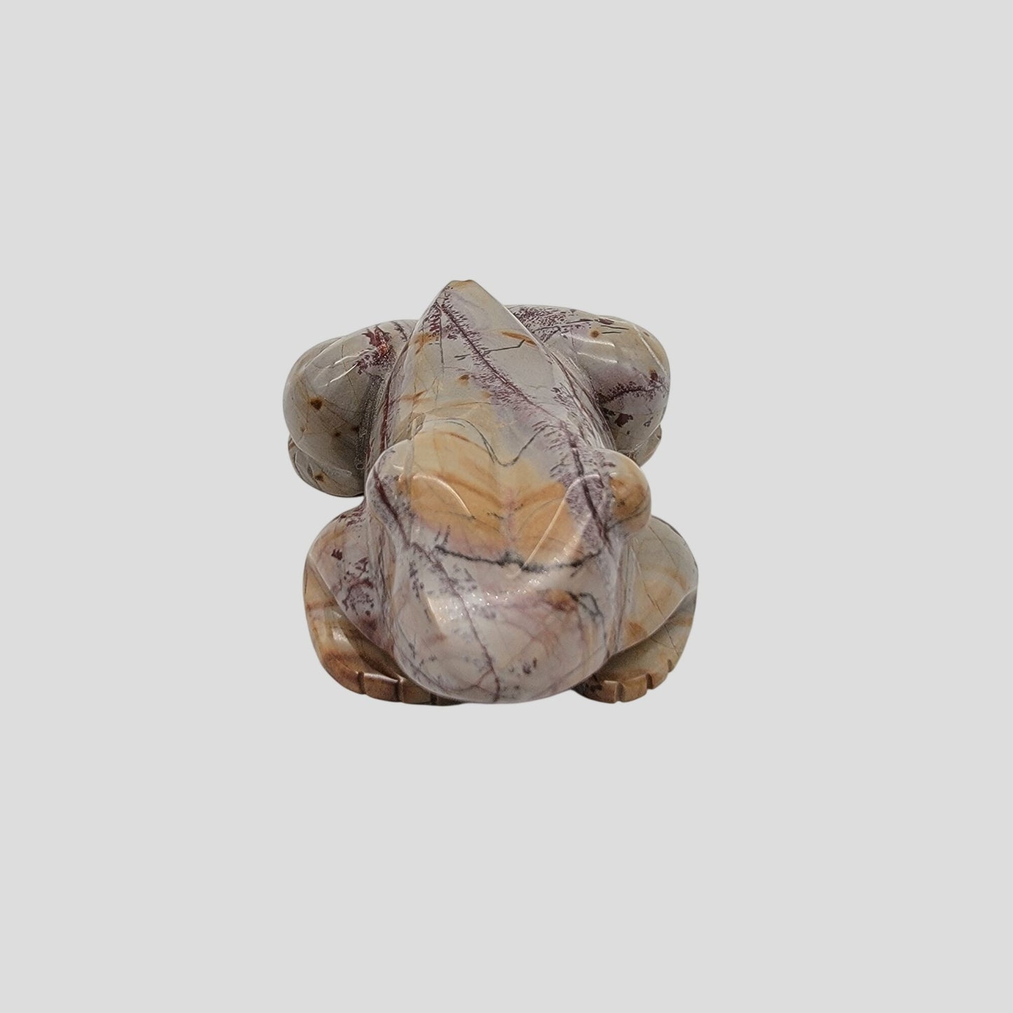 Hand-Carved  Natural Gemstone Mookaite Jasper Frog Sculpture
