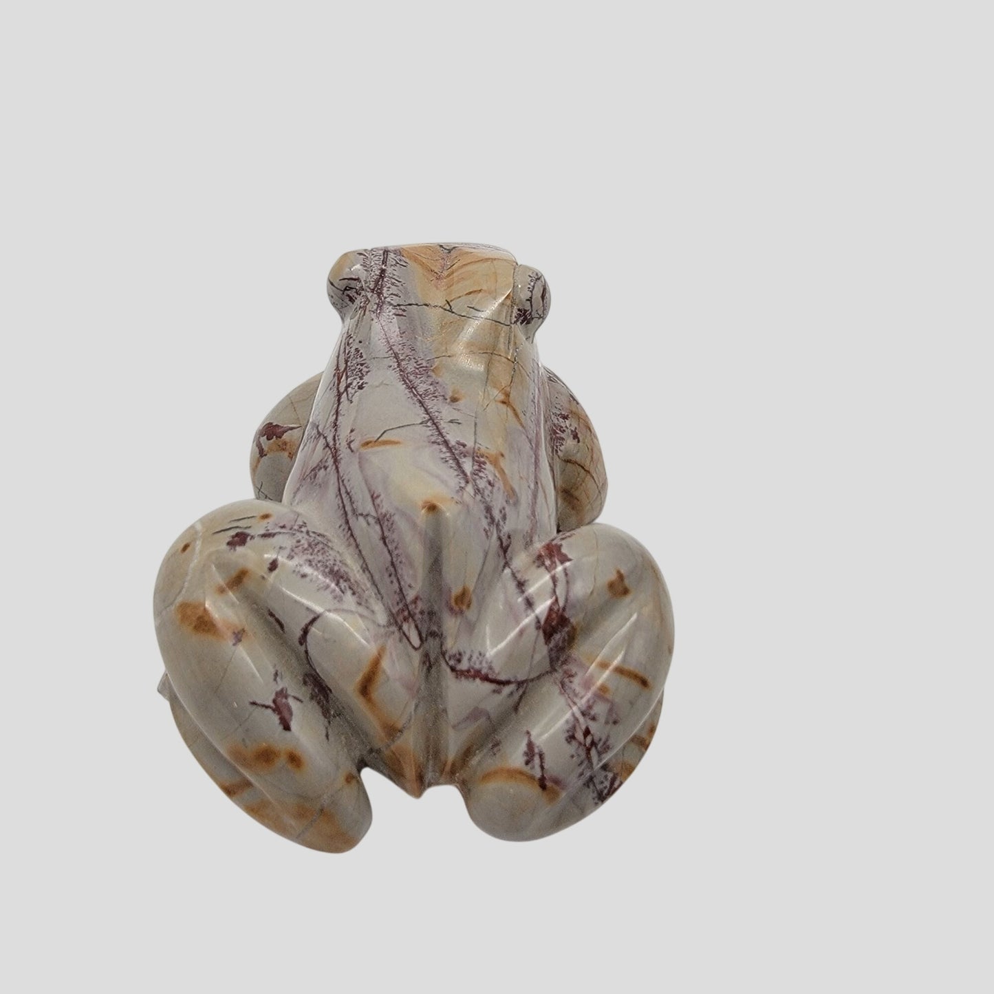 Hand-Carved  Natural Gemstone Mookaite Jasper Frog Sculpture